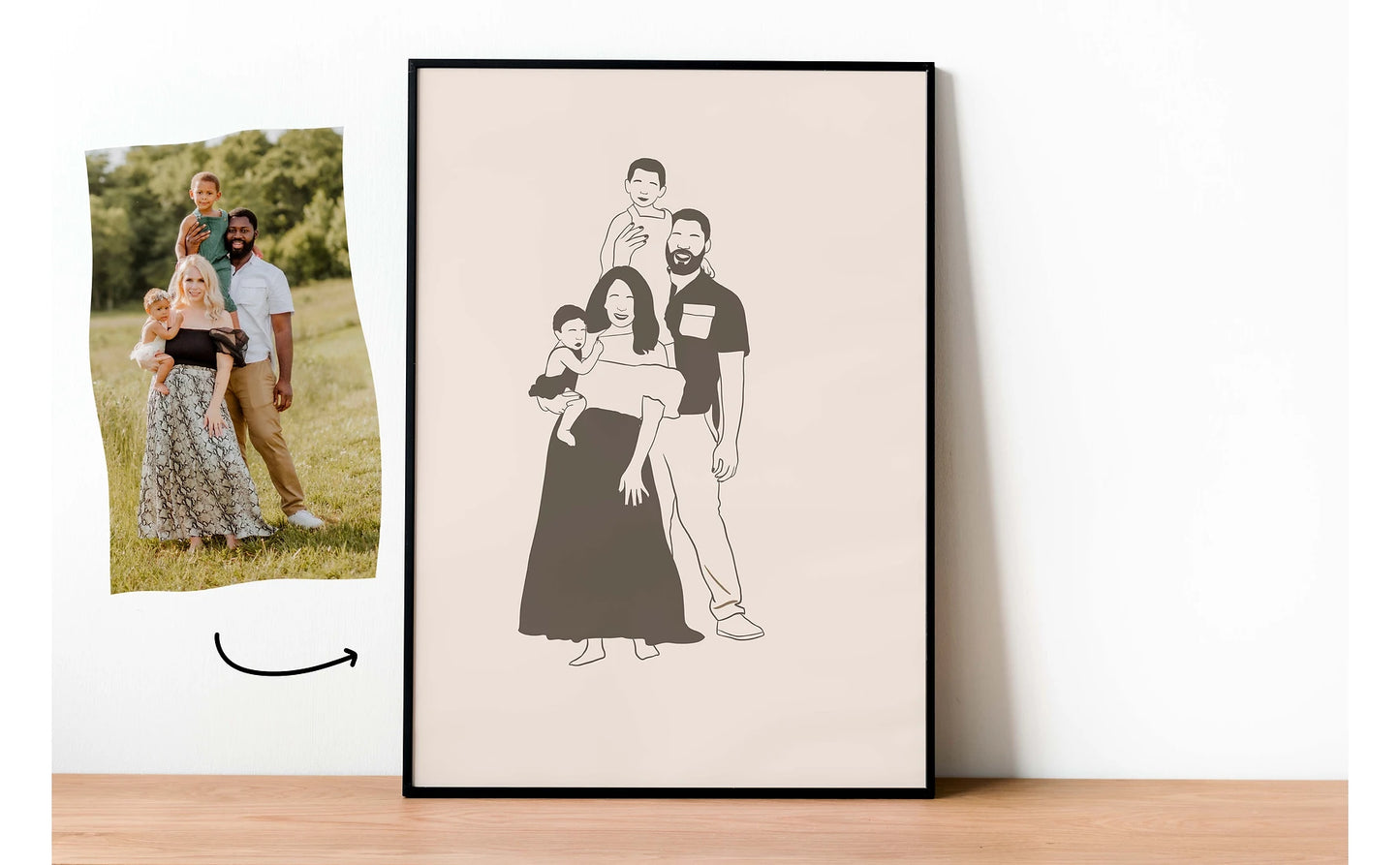 Illustration personnalisée MINIMALISTE au format A4 - Numérique ou Imprimée