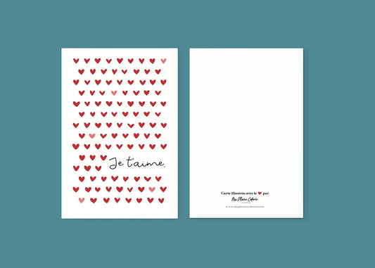 Carte "Je t'aime" à coeurs