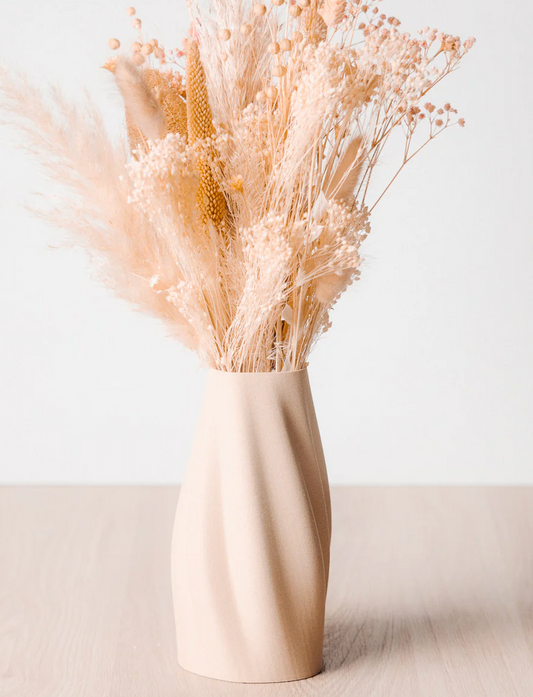 Vase "Twist" en bois recyclé pour fleurs séchées