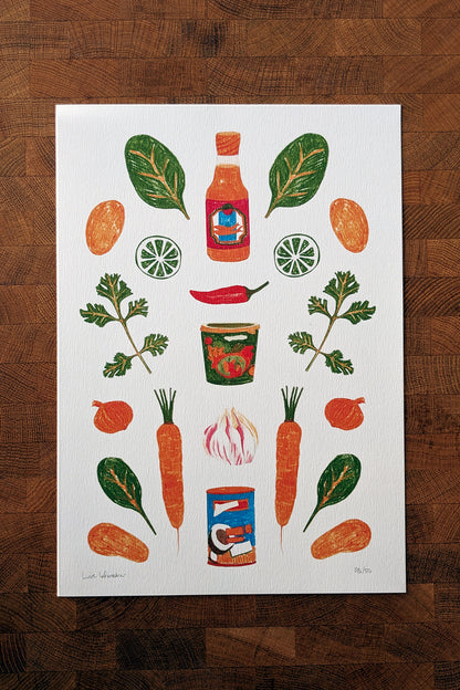 Affiche Curry – Illustration Colorée & Gourmande