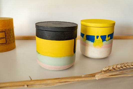 Petit Pot de Fleur avec Couvercle - jesmonite