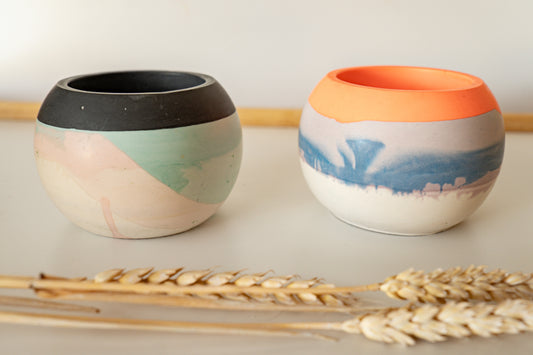 Petit pot de fleurs rond - jesmonite