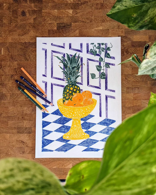 Affiche Ananas - Coupe à fruits