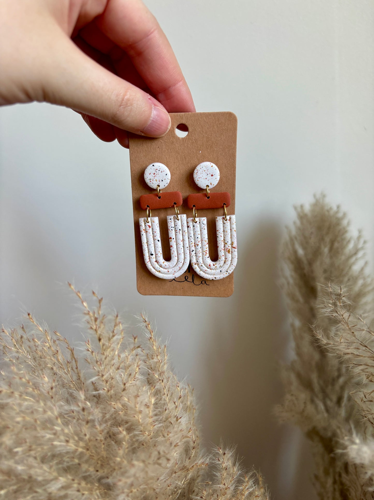 Boucles d'oreilles Terracotta & Blanches - 3 formes disponibles