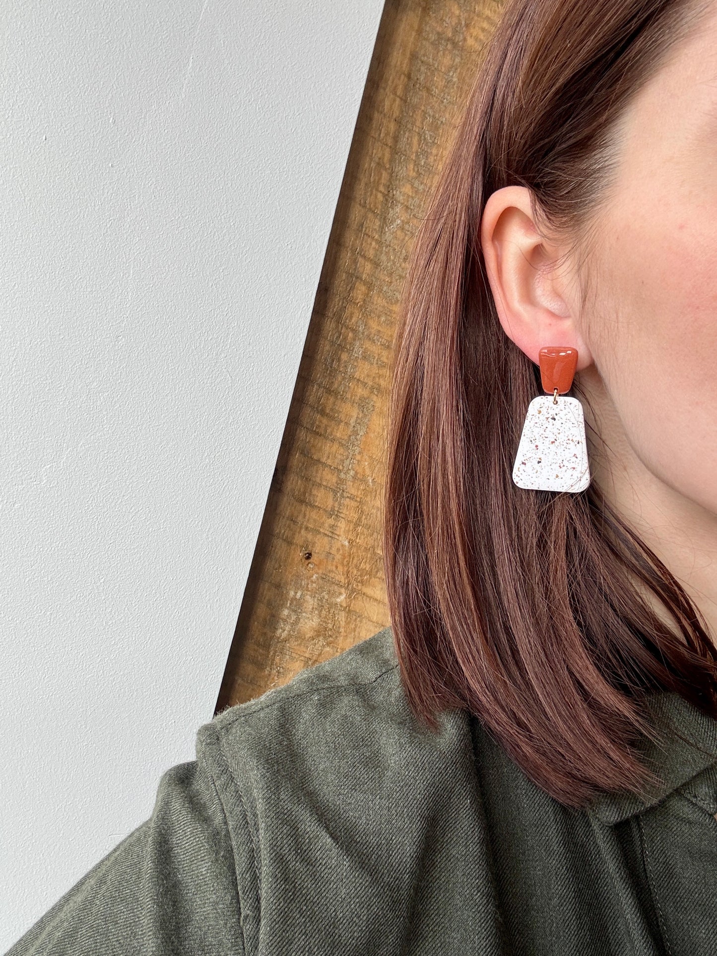 Boucles d'oreilles Terracotta & Blanches - 3 formes disponibles