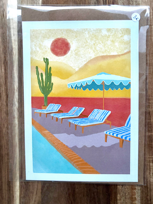 Carte Postale Piscine – Ambiance Farniente & Chaleur Estivale