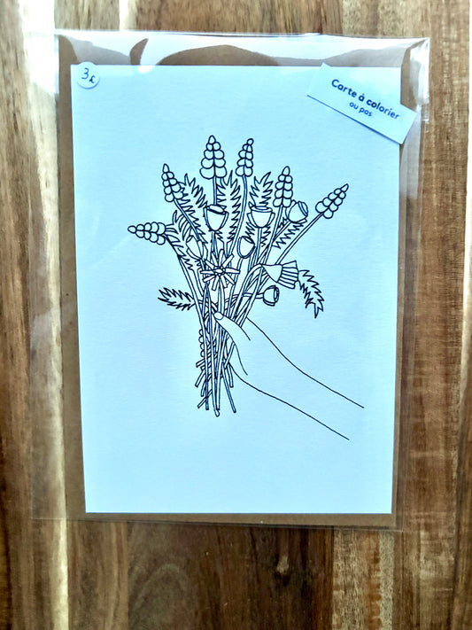 Carte postale Bouquet à colorier