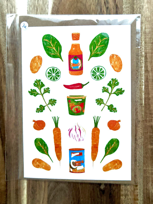 Carte Postale Curry – Illustration Gourmande & Colorée