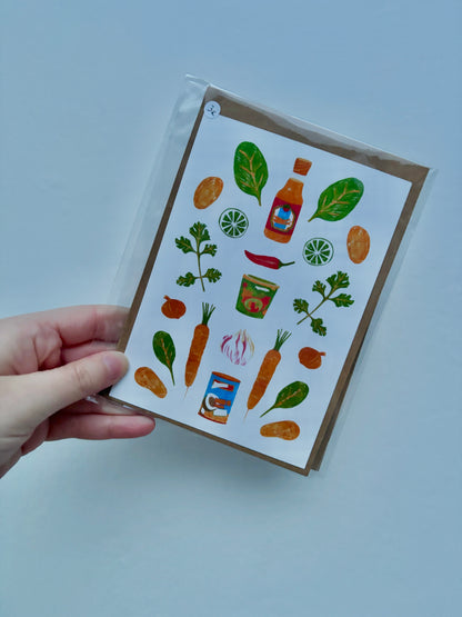 Carte Postale Curry – Illustration Gourmande & Colorée