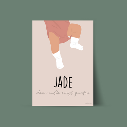 Illustration prénom enfant personnalisée - Format A3 imprimé