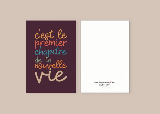 Carte "Le premier chapitre de ta nouvelle vie"