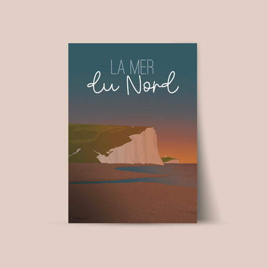 Affiche "Falaises du Nord de nuit"