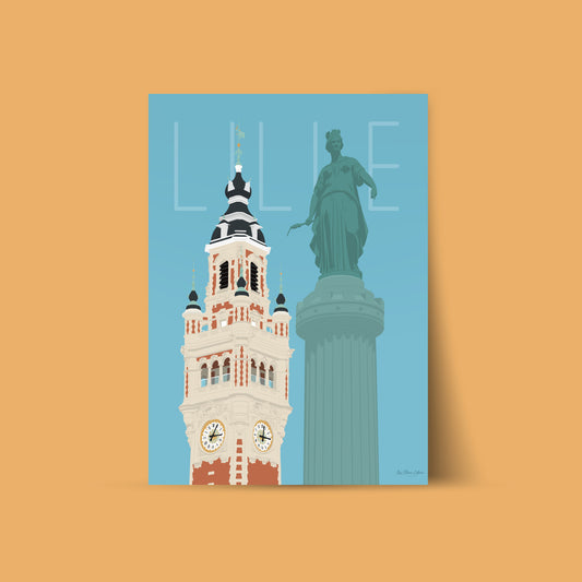 Affiche "Lille, le beffroi et la déesse"
