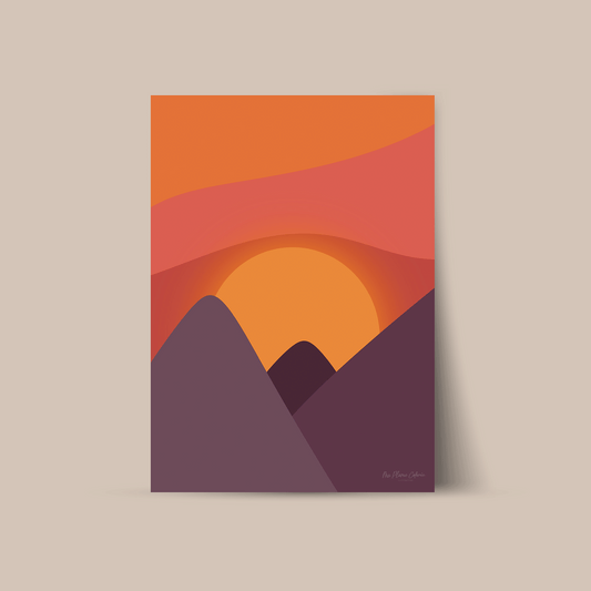 Affiche "Montagnes et coucher de soleil"