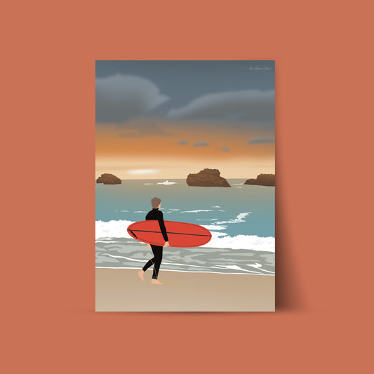 Affiche "Surf au crépuscule"